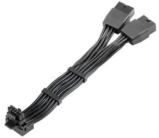 Main image of Type B 90 Degree 12VHPWR Adapter Cable, PCIe 5.0 16AWG 12+4Pin 16Pin GPU Right Angle Power Extender, 12VHPWR Male to Dual 8Pin Female Cord for RTX 3090Ti, 4070Ti, 4080, 4090 Graphics Cards