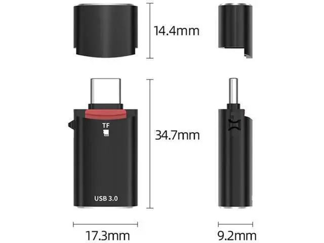 Alt view image 2 of 7 - 2-in-1 USB-C OTG Adapter, Type-C to USB-A Female + Micro SD TF Card Reader Combo
