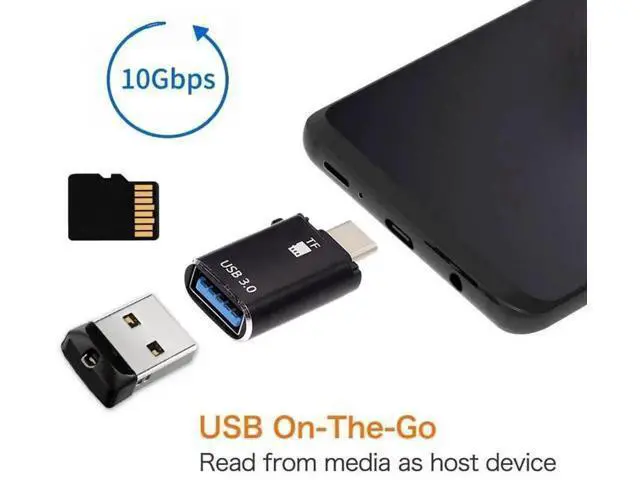 Alt view image 5 of 7 - 2-in-1 USB-C OTG Adapter, Type-C to USB-A Female + Micro SD TF Card Reader Combo
