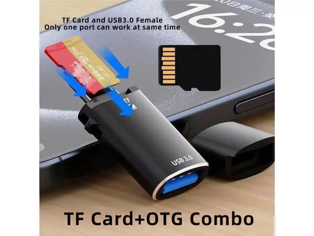 Alt view image 7 of 7 - 2-in-1 USB-C OTG Adapter, Type-C to USB-A Female + Micro SD TF Card Reader Combo