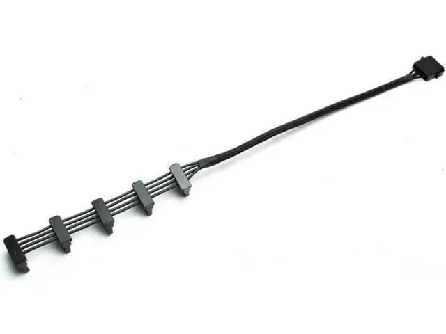 Alt view image 2 of 6 - 40cm Sleeved 4-Pin IDE Molex 1 to 5 SATA Power Splitter Cable, 18AWG Black Braided for PC & Server Storage Devices