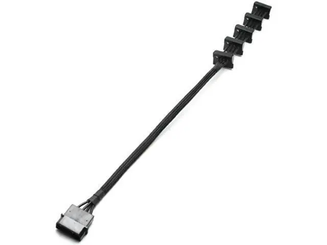 Alt view image 3 of 6 - 40cm Sleeved 4-Pin IDE Molex 1 to 5 SATA Power Splitter Cable, 18AWG Black Braided for PC & Server Storage Devices