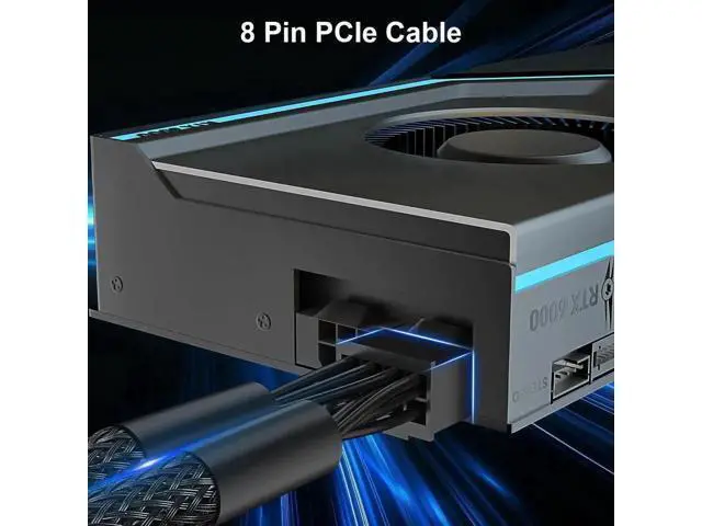 Alt view image 3 of 7 - 9 Inch Braided PCIe Power Adapter Cable, Dual 6-Pin Female to Single 8-Pin Male GPU Power Connector, 1 Pack