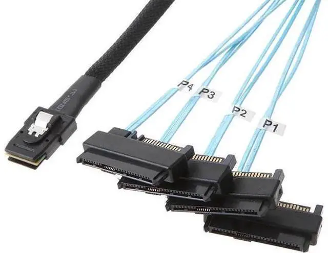 Alt view image 2 of 3 - 0.5m (1.64FT) 36 Pin Mini SAS SFF-8087 to 4 x 29Pin SFF-8482 Hard Drive Cable, SATA 15pin Powered Internal SAS Cable