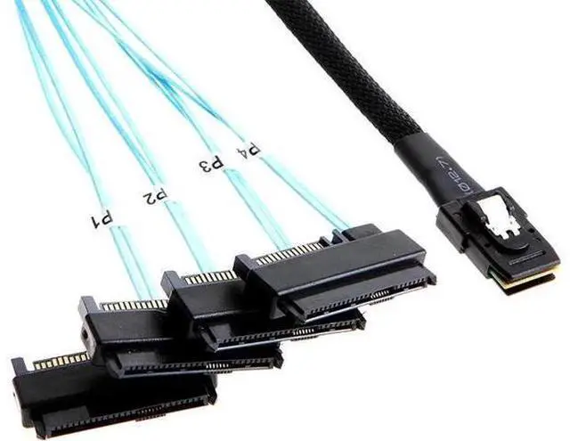 Alt view image 3 of 3 - 0.5m (1.64FT) 36 Pin Mini SAS SFF-8087 to 4 x 29Pin SFF-8482 Hard Drive Cable, SATA 15pin Powered Internal SAS Cable