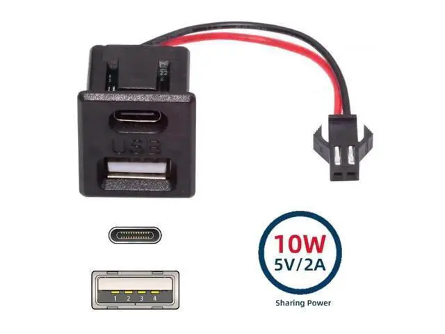 Alt view image 5 of 6 - Type-C & Type-A Female Socket to 2.54mm Pitch 2Pin Header Cable with Latch Mount, DIY DC 5V Power Wire