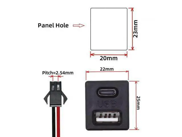 Alt view image 4 of 6 - Type-C & Type-A Female Socket to 2.54mm Pitch 2Pin Header Cable with Latch Mount, DIY DC 5V Power Wire