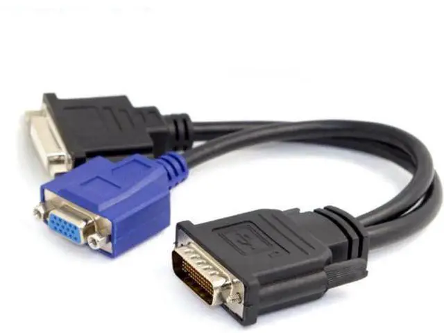 Main image of 15cm DMS-59 Male to Dual Monitor Splitter Cable, DMS59 Plug to DVI 24+5 Female + VGA 15Pin Female Extension Cord
