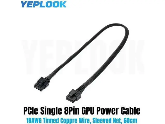 Alt view image 6 of 6 - 60cm 18AWG Sleeved PCIe 8Pin (6+2) GPU Modular Power Cable Compatible with Corsair RMi Series RM650i/RM750i/RM850i/RM1000i Modular PSU