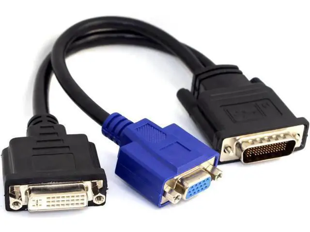 Alt view image 3 of 3 - 15cm DMS-59 Male to Dual Monitor Splitter Cable, DMS59 Plug to DVI 24+5 Female + VGA 15Pin Female Extension Cord