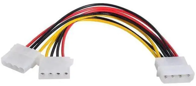 Main image of 4Pin IDE Male to Dual 4Pin Female Y-Splitter Power Cable, 1 to 2 Extension Cord with 12V+5V Output