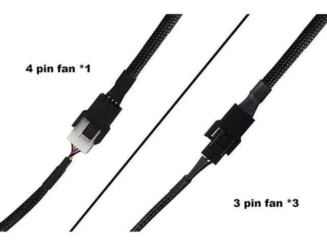 Alt view image 3 of 5 - 4 Pack Black Braided Sleeved 1-to-4 4-Pin PWM Fan Y Splitter Cable, 10.5 Inches PC Case Fan Power Extension Cord
