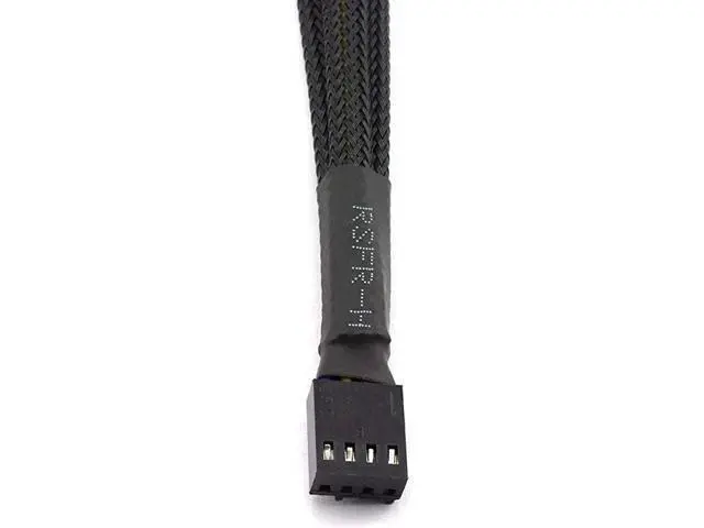 Alt view image 2 of 5 - 4 Pack Black Braided Sleeved 1-to-4 4-Pin PWM Fan Y Splitter Cable, 10.5 Inches PC Case Fan Power Extension Cord