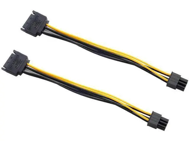 Alt view image 4 of 6 - 2 Pack 8 Inch/20cm 15Pin SATA to 6Pin PCIe GPU Power Adapter Cable