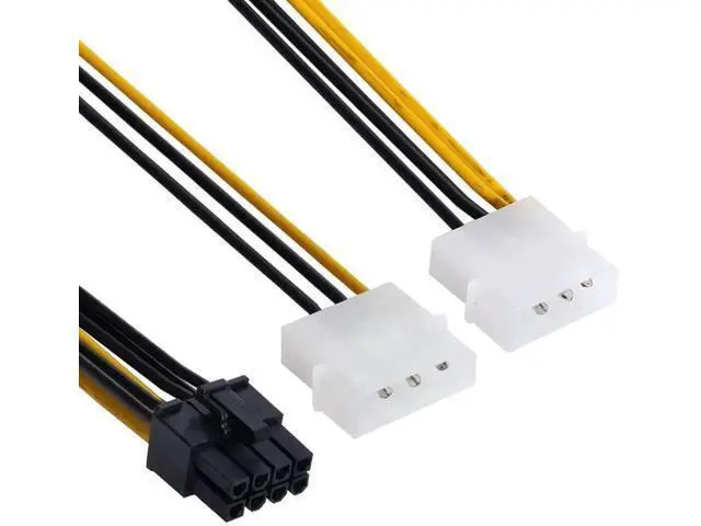 Alt view image 5 of 5 - 15cm Dual 4Pin to PCIe 8P (6+2Pin) Power Adapter Cable for GPU
