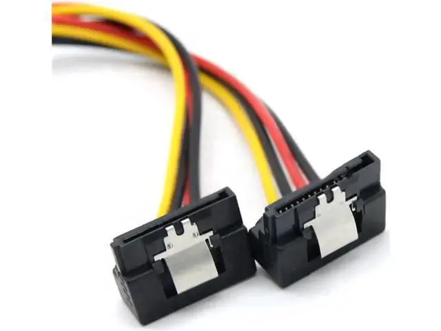 Alt view image 2 of 3 - 20cm Right Angle SATA Power Splitter Cable, 15Pin Male to Dual 15Pin Female 90-Degree Adapter for PC Storage Devices