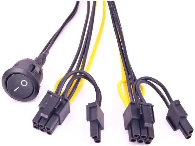 Alt view image 3 of 5 - 30cm 24Pin ATX to Dual 6+2 Pin PCIe Power Cable with On/Off Switch, 24Pin Female to 8Pin Male Power Cord
