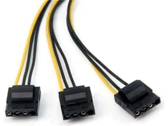 Alt view image 2 of 4 - 2 Pack PCIe 6Pin Female to 3 Molex IDE 4Pin Female Graphics Card Power Adapter Cable