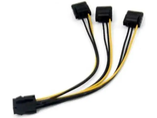 Alt view image 4 of 4 - 2 Pack PCIe 6Pin Female to 3 Molex IDE 4Pin Female Graphics Card Power Adapter Cable