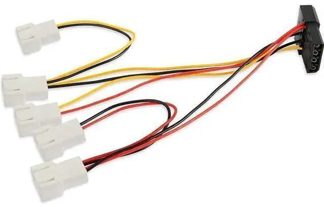 Main image of 4-Pin Molex Pass-Through to 5×3-Pin Fan Splitter Cable, Adjustable 12V/7V/5V Output for PC Case & CPU Cooling Fans