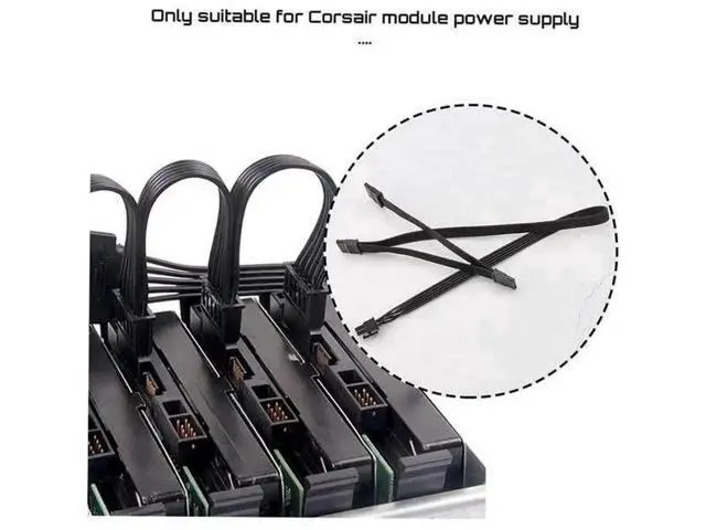 Alt view image 4 of 6 - 20 Inch 6Pin Male to 3 x 15Pin Female SATA Power Cable for Corsair Modular PSU