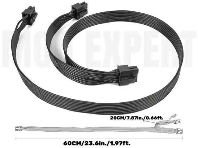 Alt view image 6 of 6 - 18AWG Flat 8Pin to Dual 6+2Pin PCIe Power Cable for Gigabyte GP-B700H / GP-G750H Modular PSU