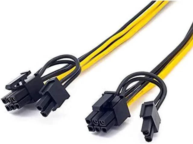 Alt view image 6 of 6 - 25cm CPU 8Pin to Dual 8Pin(6+2) GPU Power Adapter Cable for Graphics Card & Miner
