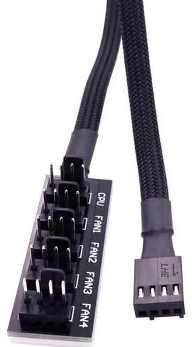 Alt view image 4 of 7 - 1-to-5 4-Pin PWM Fan Splitter Cable, Motherboard Fan Header Extension Cord Compatible with 3Pin & 4Pin ATX PC Chassis Cooling Fans