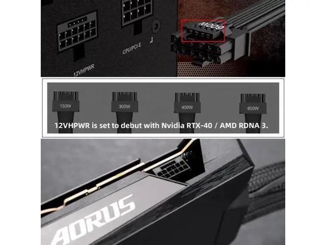 Alt view image 4 of 7 - ATX 3.0 PCIe 5.0 12VHPWR Modular PSU Cable, 16Pin 12+4Pin to Dual ATX 8Pin for RTX 3080 3090Ti Graphics Cards