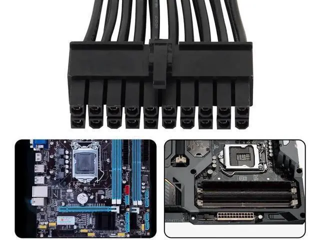 Alt view image 5 of 5 - 24cm ATX 20Pin PSU Splitter Cable, 18AWG 20Pin Female to Dual Male Power Extension Cord for Desktop Power Supply Expansion