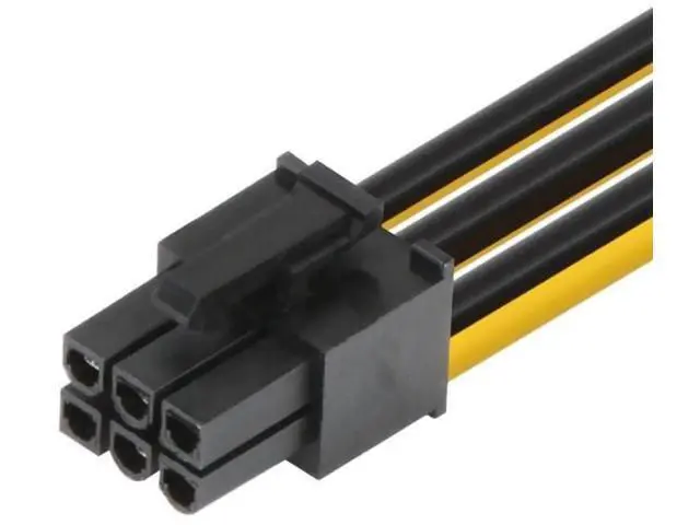 Alt view image 5 of 6 - 2 Pack 6 Inch (15cm) PCIe 6 Pin to Dual 4 Pin Molex LP4 Graphics Card Power Adapter Cable, Black