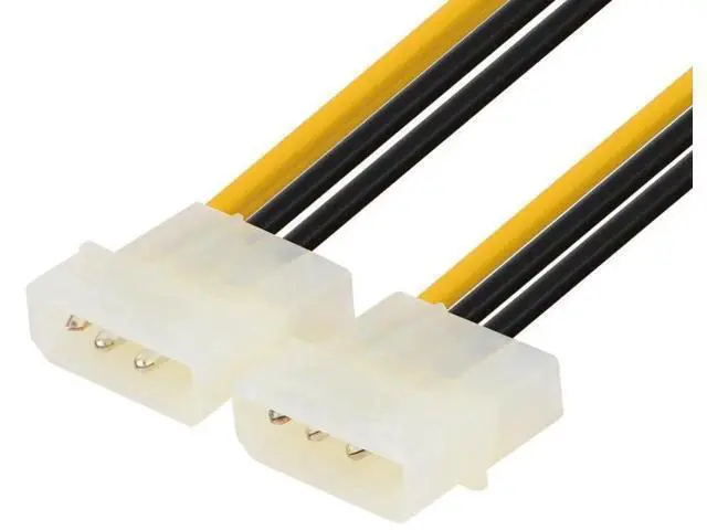 Alt view image 4 of 6 - 2 Pack 6 Inch (15cm) PCIe 6 Pin to Dual 4 Pin Molex LP4 Graphics Card Power Adapter Cable, Black