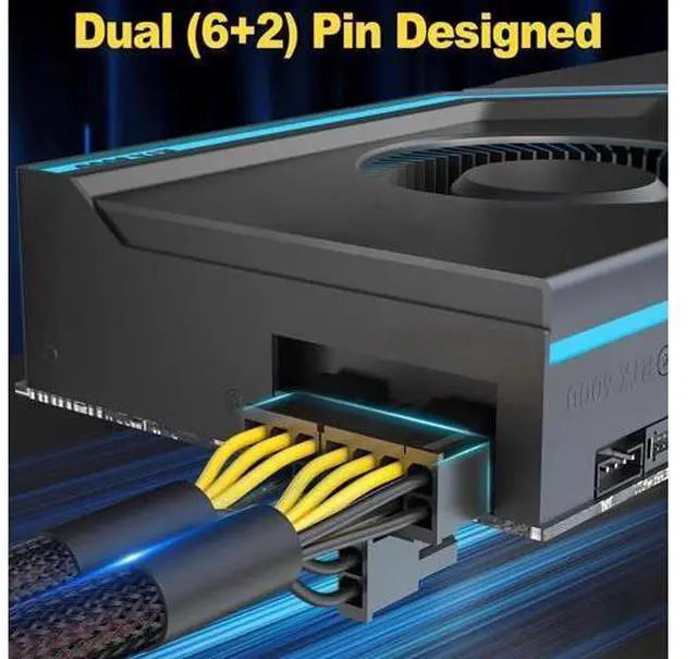 Alt view image 5 of 7 - 2-Pack PCIe 8 Pin Female to Dual 8 Pin (6+2) Male GPU Power Adapter Cables, 9 Inches, Pre-Fitted Heat-Shrink Tubing