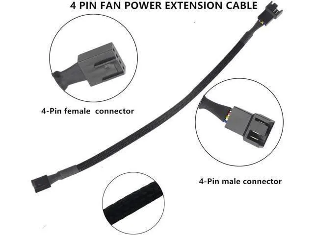 Alt view image 2 of 6 - 10 PCS 10 Inch 4 Pin PWM Fan Extension Cable for PC ATX Case