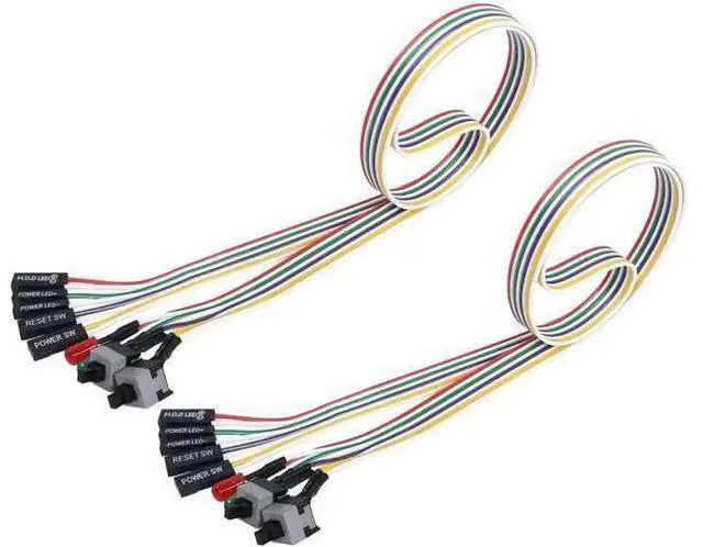 Main image of 2 Pack 65cm ATX PC Power On/Off & Reset Switch Cable Kit with HDD Activity LED Indicator Wires
