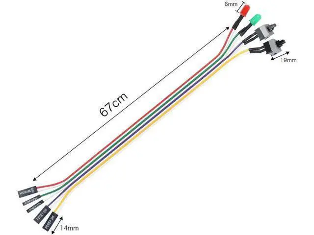 Alt view image 4 of 6 - 2 Pack 65cm ATX PC Power On/Off & Reset Switch Cable Kit with HDD Activity LED Indicator Wires