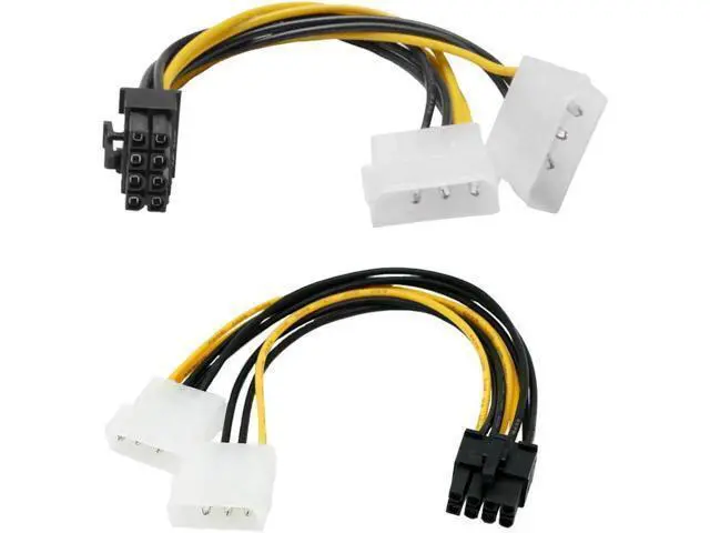 Alt view image 2 of 6 - 6 Inch Dual 4Pin Molex to 8Pin PCIe Power Adapter Cable for Graphics Card