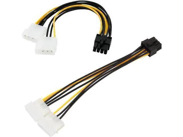 Alt view image 4 of 6 - 6 Inch Dual 4Pin Molex to 8Pin PCIe Power Adapter Cable for Graphics Card