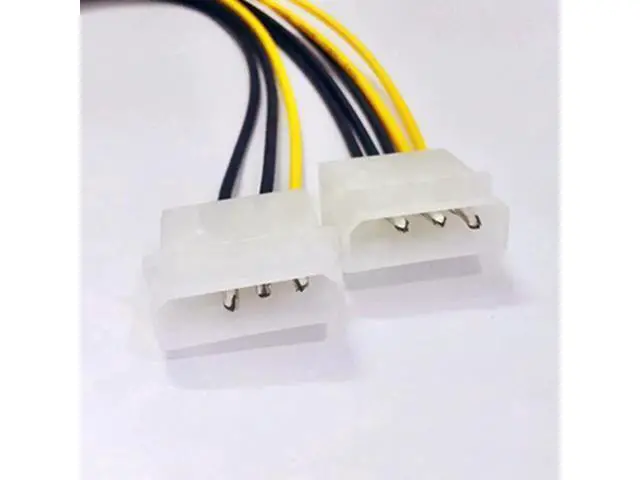 Alt view image 6 of 6 - 6 Inch Dual 4Pin Molex to 8Pin PCIe Power Adapter Cable for Graphics Card