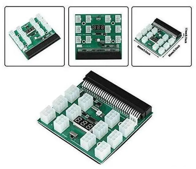 Alt view image 2 of 7 - 64Pin PCIe to 12-Port 6Pin 12V Breakout Board, HP Server PSU Conversion Adapter for BTC ETH Mining Rigs, Antminer & GPU Power Supply