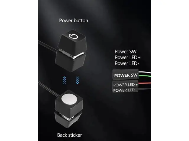 Alt view image 6 of 7 - 65 Inch External PC Power On/Off Switch with LED Indicator, Desktop Motherboard External Startup Button Extension Cable