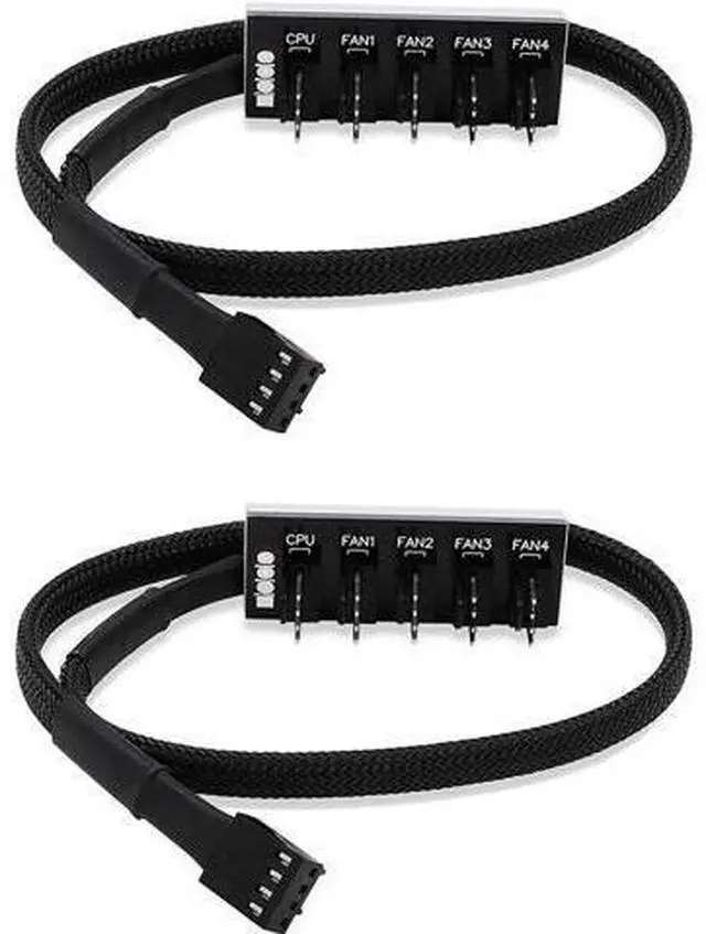 Main image of 2 Pack 1-to-5 4-Pin PWM Fan Splitter Cable, Motherboard Fan Header Extension Cord Compatible with 3Pin & 4Pin ATX PC Chassis Cooling Fans