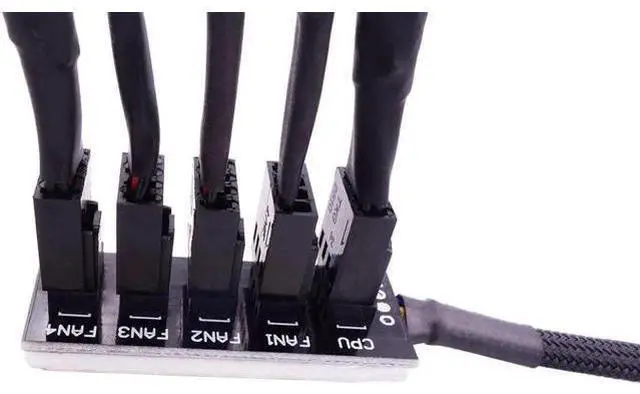 Alt view image 6 of 7 - 2 Pack 1-to-5 4-Pin PWM Fan Splitter Cable, Motherboard Fan Header Extension Cord Compatible with 3Pin & 4Pin ATX PC Chassis Cooling Fans