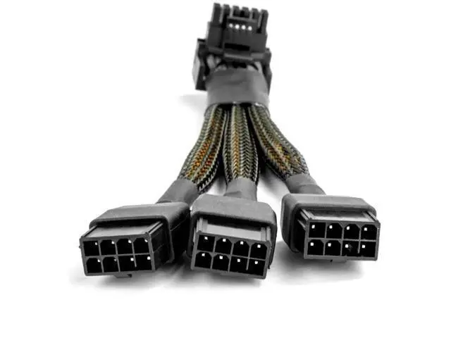 Alt view image 5 of 6 - Type A 90° Right Angle 12VHPWR 16Pin to 3×8Pin PCIe Power Extension Cable, 16AWG 600W PCIe 5.0, for RTX 4090/4080/3090Ti/4070Ti