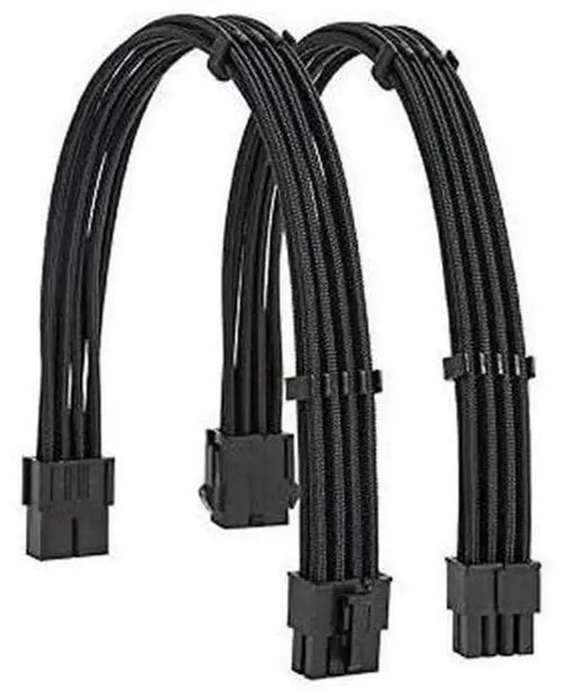 Main image of Black Sleeved PSU Extension Cable Kit 18AWG, EPS 8Pin + PCIe 8Pin with Cable Combs for Motherboard & GPU
