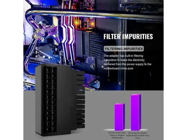 Alt view image 2 of 3 - 90 Degree Right Angle ATX 24Pin Motherboard Power Adapter Connector