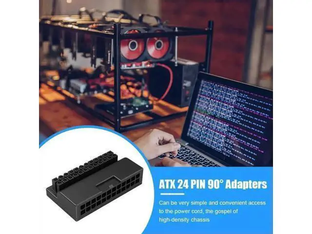 Alt view image 3 of 3 - 90 Degree Right Angle ATX 24Pin Motherboard Power Adapter Connector