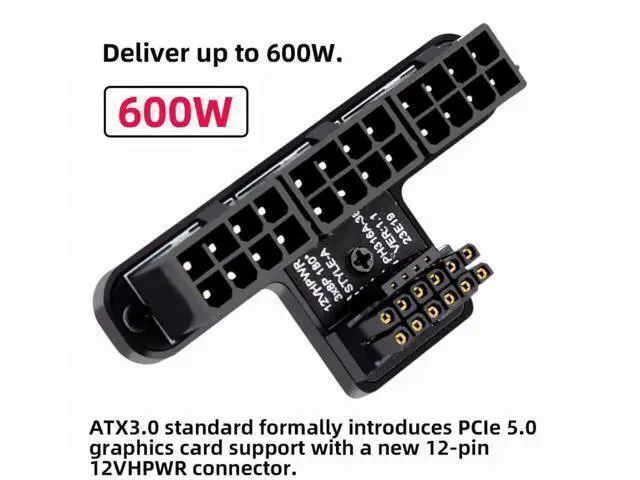 Alt view image 2 of 6 - 90° Down-Angled ATX3.0 PCIe5.0 12VHPWR 16Pin to 3×ATX 8Pin Power Adapter for RTX 4080 / 5090Ti