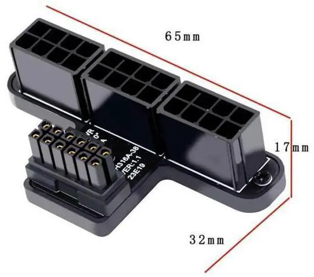 Alt view image 6 of 6 - 90° Down-Angled ATX3.0 PCIe5.0 12VHPWR 16Pin to 3×ATX 8Pin Power Adapter for RTX 4080 / 5090Ti