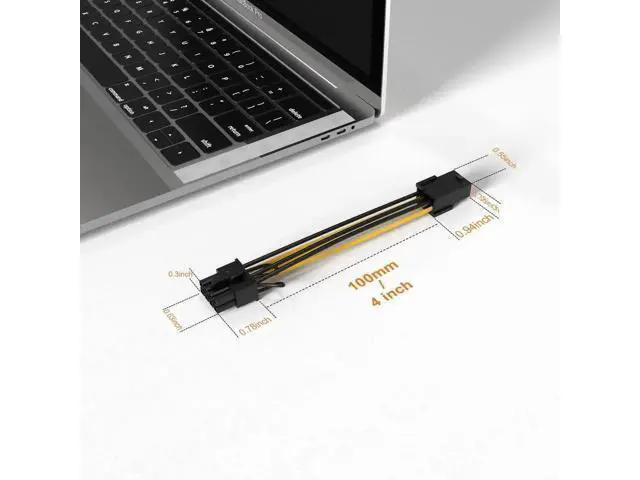 Alt view image 2 of 6 - 2-Pack 10cm (4 Inches) PCIe 6 Pin to 8 Pin Graphics Card Power Adapter Cable